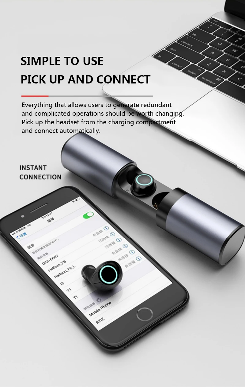 TWS S2 настоящие беспроводные наушники, Bluetooth наушники, мини TWS, водонепроницаемый головной убор с 1200 мА/ч внешним аккумулятором для всех телефонов
