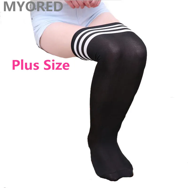 Чулки MYORED женские в полоску выше колена однотонные длинные для танцев размера