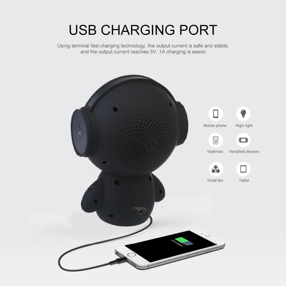 Портативный робот Bluetooth динамик с шумоподавлением AUX TF светодиодный дисплей MP3