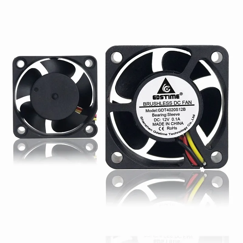 Gdstime 2 шт. DC 4 см 3pin 4020s 40x40x20 мм PC 12 вольт бесщеточный осевой строка 4020s|Кулеры и