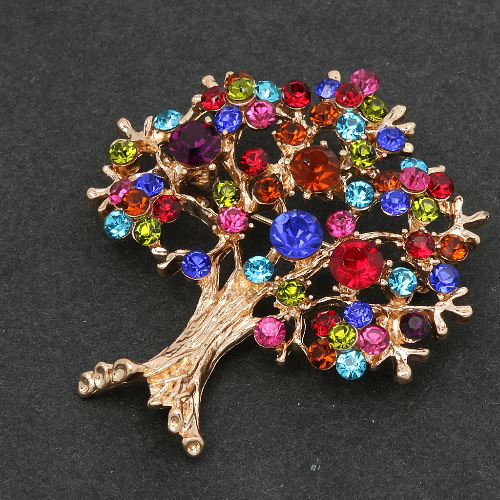 Роскошные Женские Потрясающие Красочные Стразы Древо жизни брошь булавки|brooch