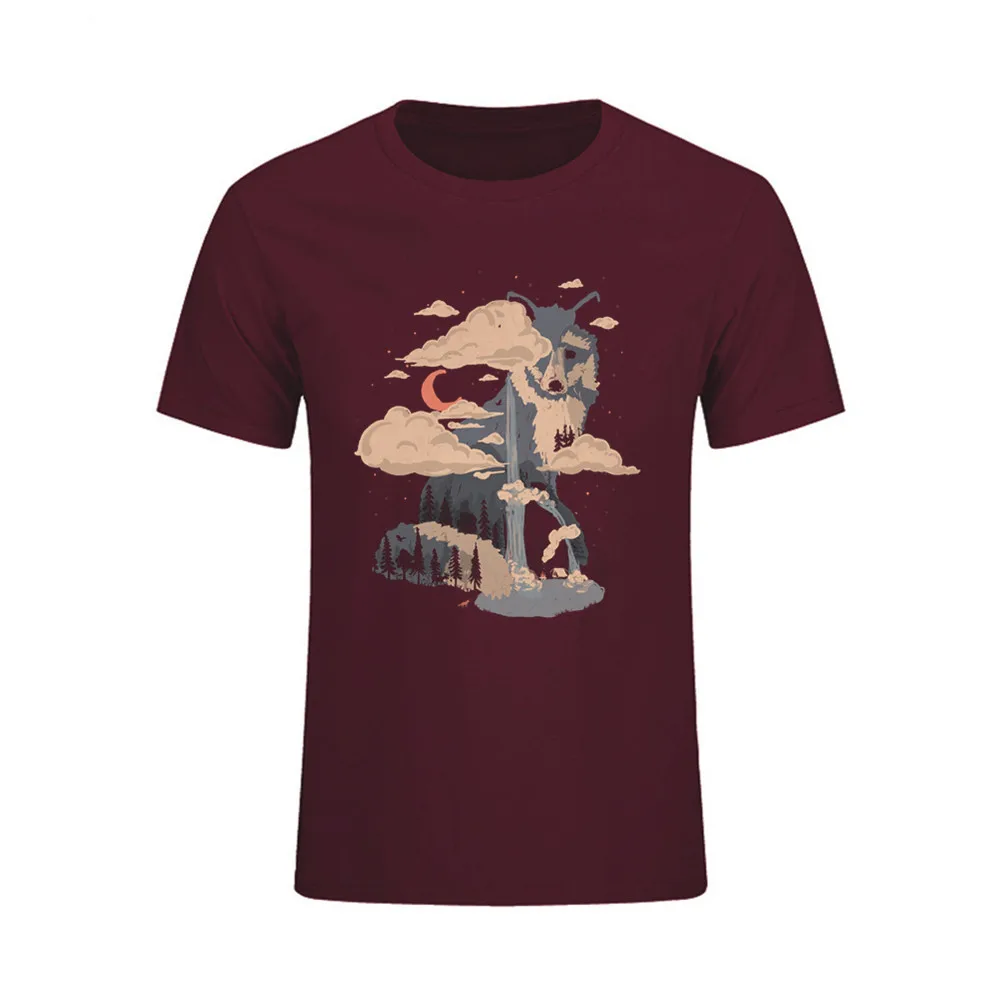 2017 модные Для мужчин у подножия горы лиса горный футболка аниме мультфильм для