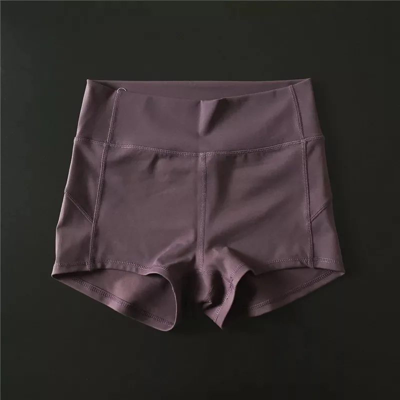 Sauce Purple Coloravlue, мягкие нейлоновые шорты для фитнеса, для бега, для женщин, высокая талия, одноцветные, для спорта, тренировки, шорты, тонкий живот, контроль, для спортзала, спортивные шорты - Цвет: Sauce Purple
