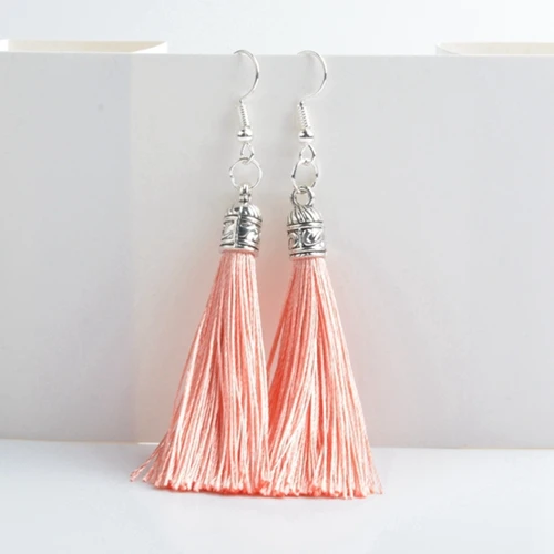 Light pink Новые Геометрические Этнические Висячие висячие серьги из сплава для женщин, серебряные богемные Винтажные серьги-кисточки Kolczyki - Окраска металла: Light pink