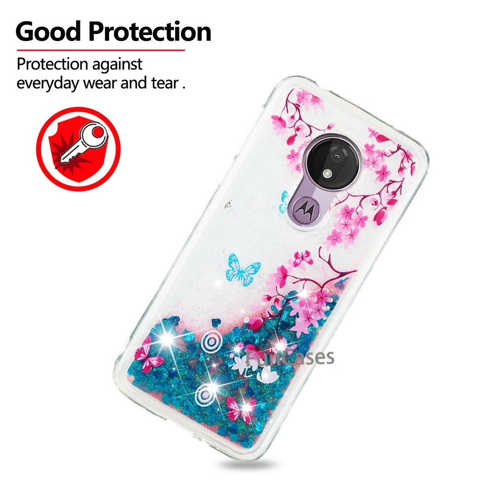 Для Motorola G7 Мощность США Версия случае жидкости динамический песок Мягкие силиконовые силиконовый Moto G7 Мощность блеск течет крышка