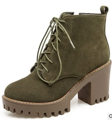 ArmyGreen winter JIANBUDAN/повседневные Модные осенние женские ботильоны; ботинки на платформе и высоком каблуке; женские нескользящие зимние ботинки из хлопка; размеры 34-43 - Цвет: ArmyGreen winter