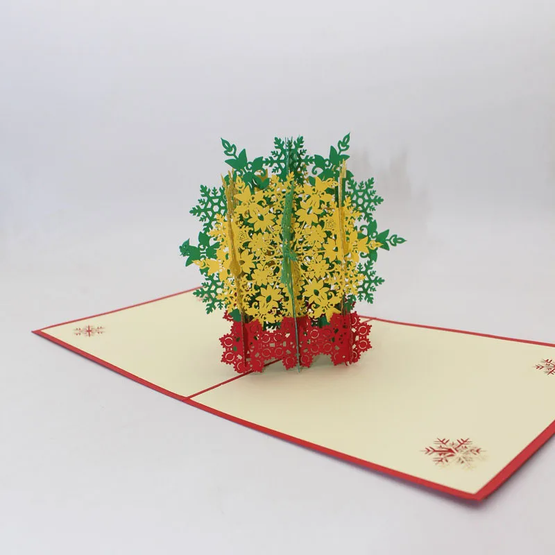 3D Ручная работа Рождество двойной цвет зеленый желтый снежинка дерево бумага