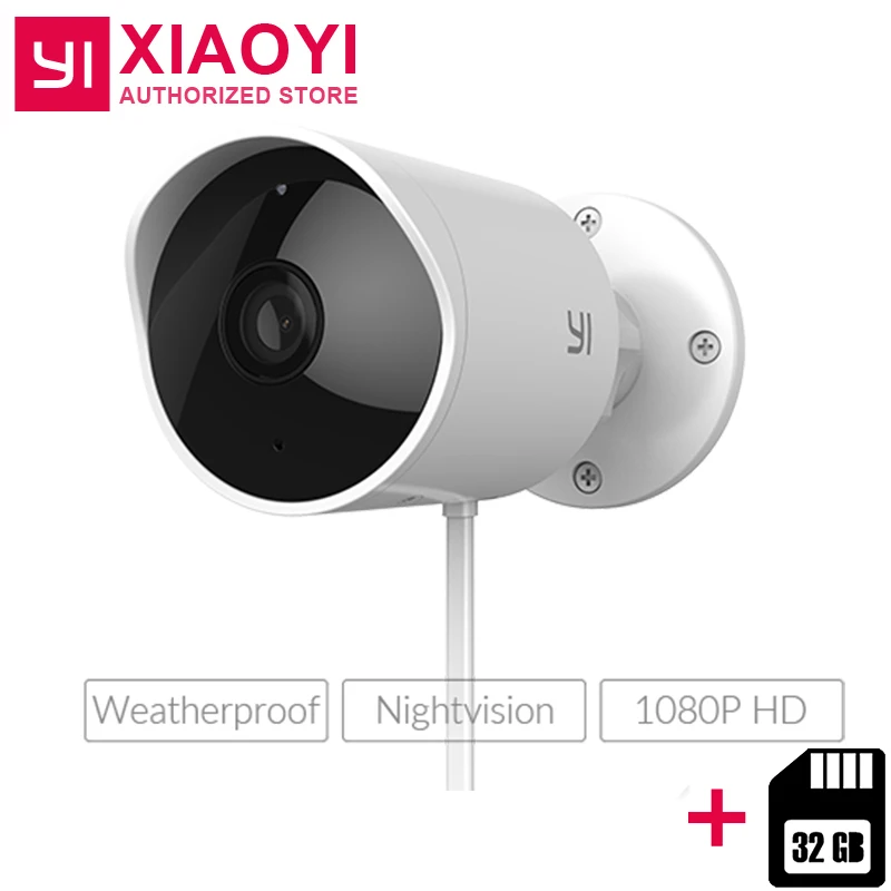 В наличии Xiaomi YI 1080 P HD уличная камера безопасности ip наблюдения водонепроницаемая