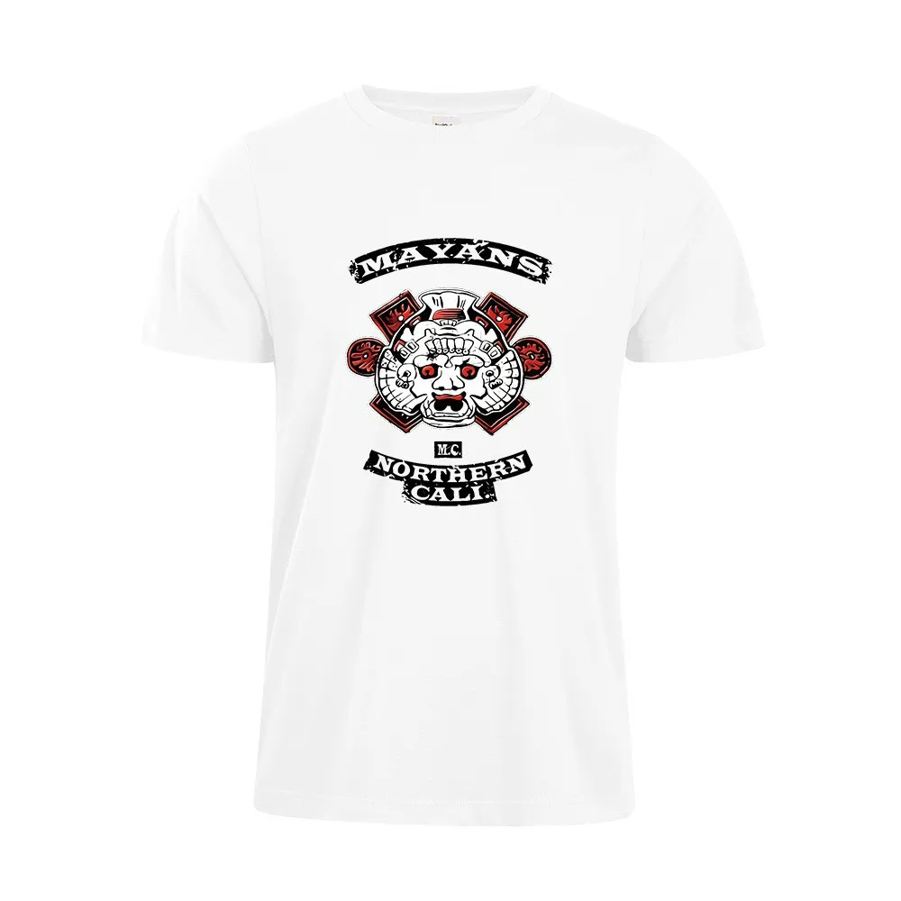 New Arrival Movie Mayans.MC Cosplay Costume Motorcycle Club High Quality Pinted Short Sleeve Shirt T-shirt Half | Тематическая