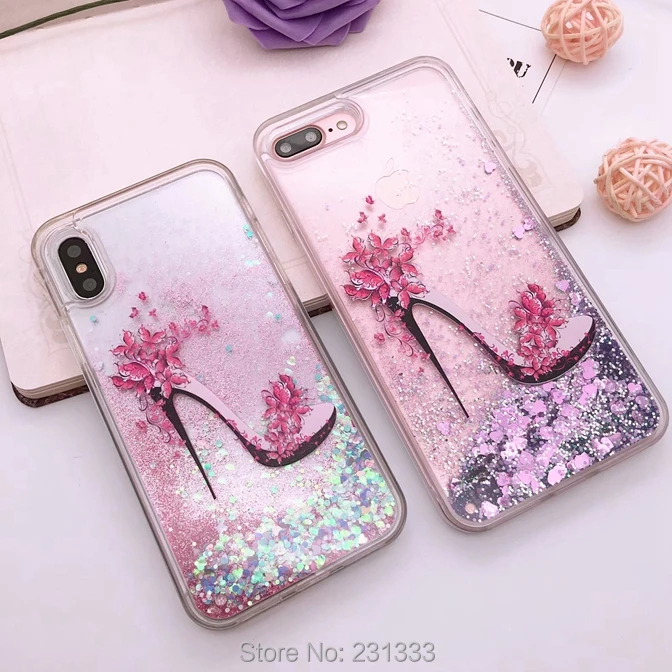 C-ku для Iphone XS X 8 7 PLUS 6 6S Жесткий Чехол из ТПУ с жидким зыбучим песком на высоком