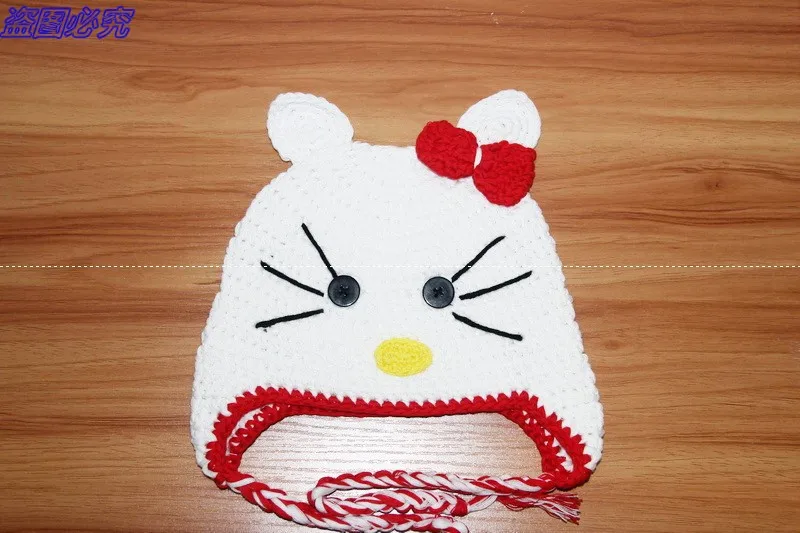 Бесплатная доставка шапка из 100% хлопка с мультяшным котом для девочек милая