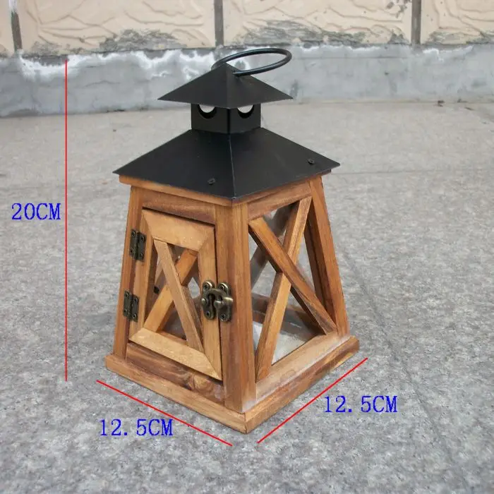 Деревянный подсвечник Hurricane ретро фонарь декоративная свеча винтажный стол|wood
