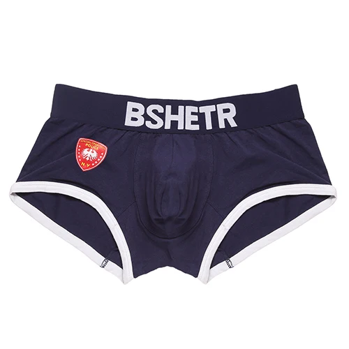 navy blue 3 шт./лот Домашняя одежда Для мужчин трусы-боксеры с изображением бренд bshetr Мужское нижнее белье сексуальное прочные кальсоны хлопковые мужские трусы мягкие гей скол E0823 - Цвет: navy blue
