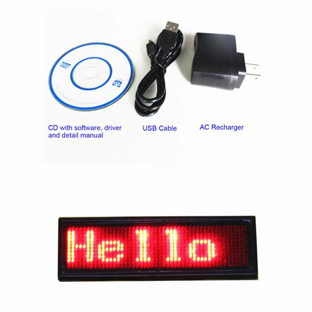 11x44 пикселей красный цвет LED имя значка программируемый знак сообщения доска