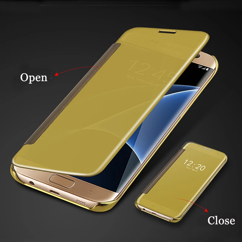 Задняя крышка чехол для Galaxy S6 S7 Edge Plus зеркальная поверхность флип Аксессуары