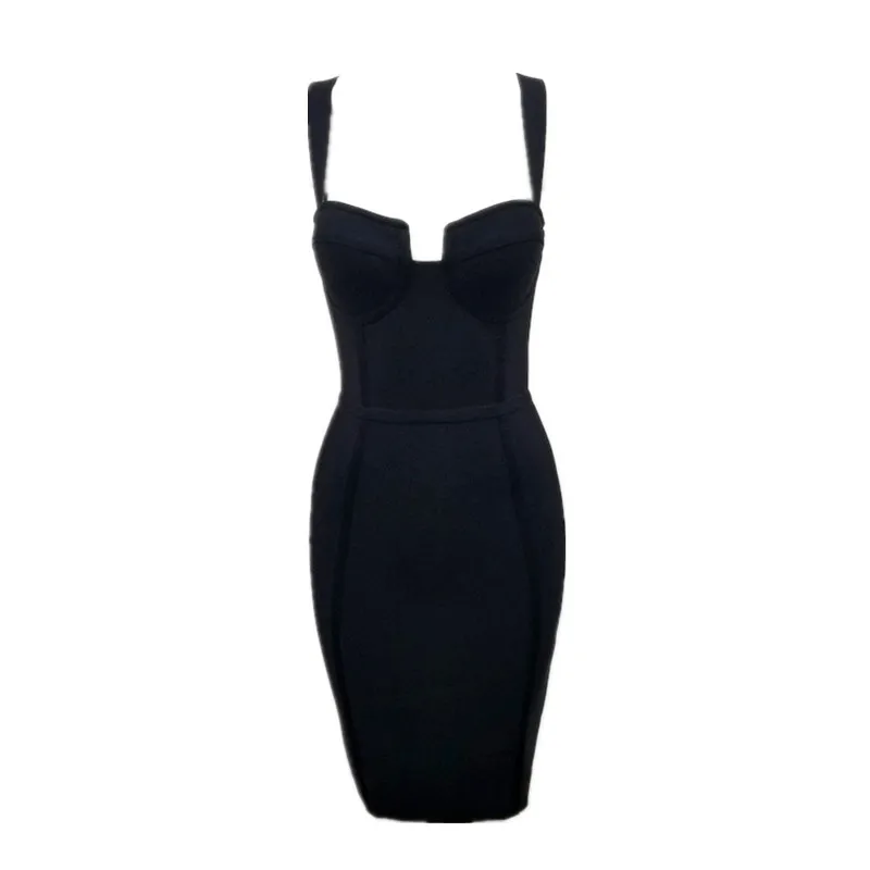 Женское мини-платье на бретельках с открытой спиной и v-образным вырезом вечернее