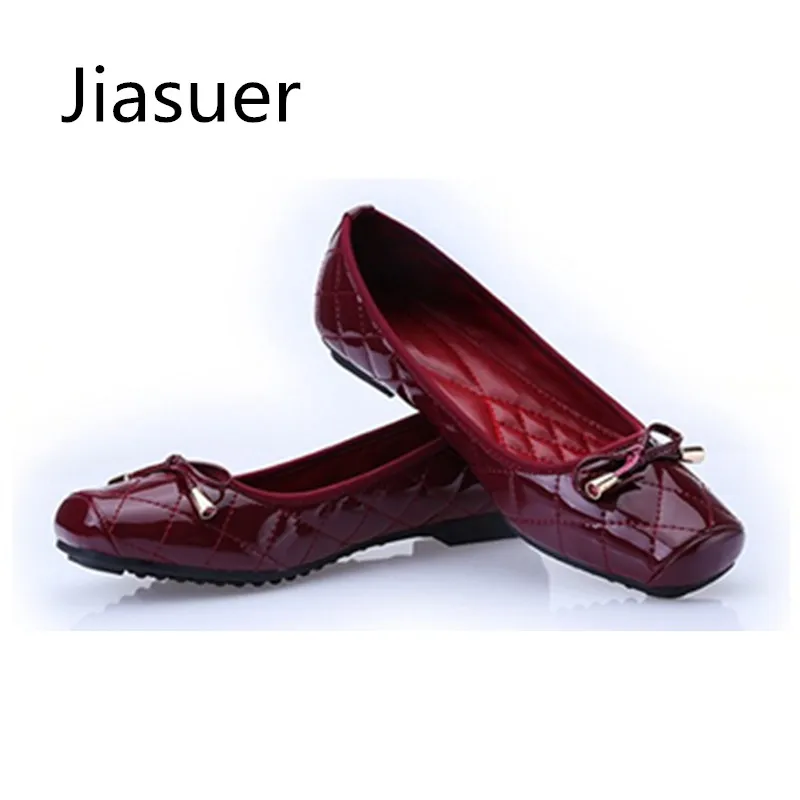 Jiasuer/Новое поступление женские балетки из лакированной кожи на плоской подошве