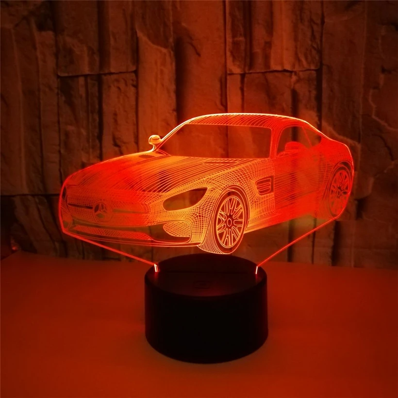 2018 удивительная 3D визуальная модель автомобиля Benz ночник 7 цветов изменение
