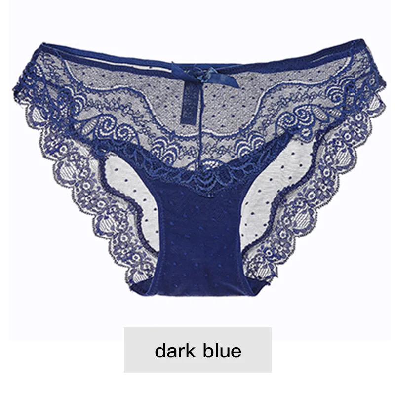 Drak Blue 8 цветов, сексуальные кружевные мягкие воздухопроницаемые трусики-брифы, женское нижнее белье, женские трусики, прозрачное соблазнительное нижнее белье из хлопка с низкой посадкой - Цвет: Drak Blue