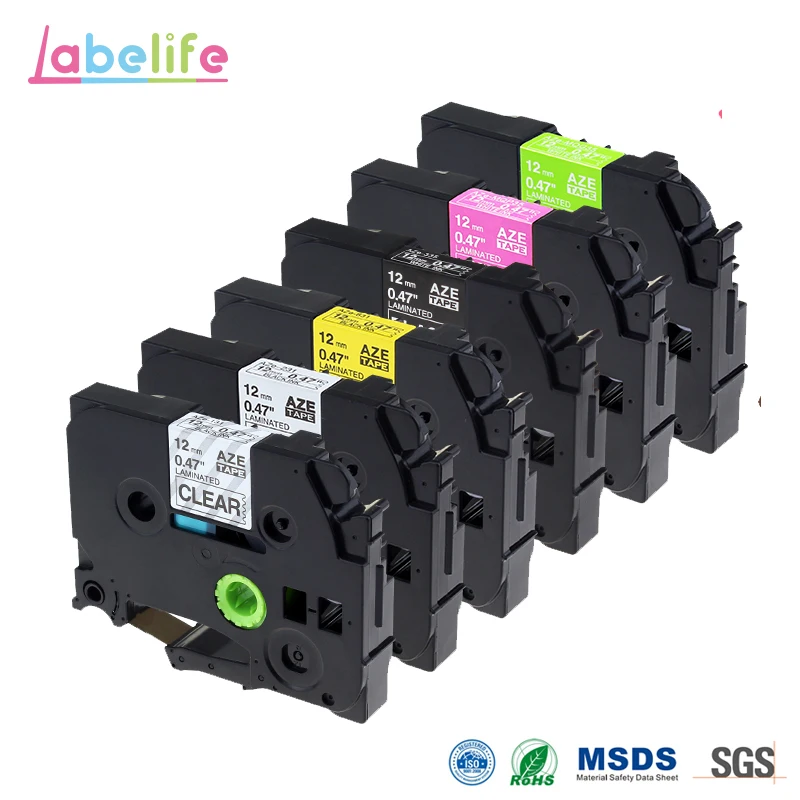 Labelife 6 шт. 12 мм TZe 131 TZe231 TZe 631 TZe335 TZe MQP35 TZe MQG35 многоцветная лента совместимая с принтером Ptouch набор лент для этикеток