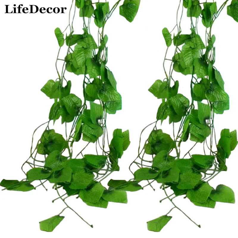 Искусственные растения зеленый виноград 2.2 м зеленые листья поддельные завод