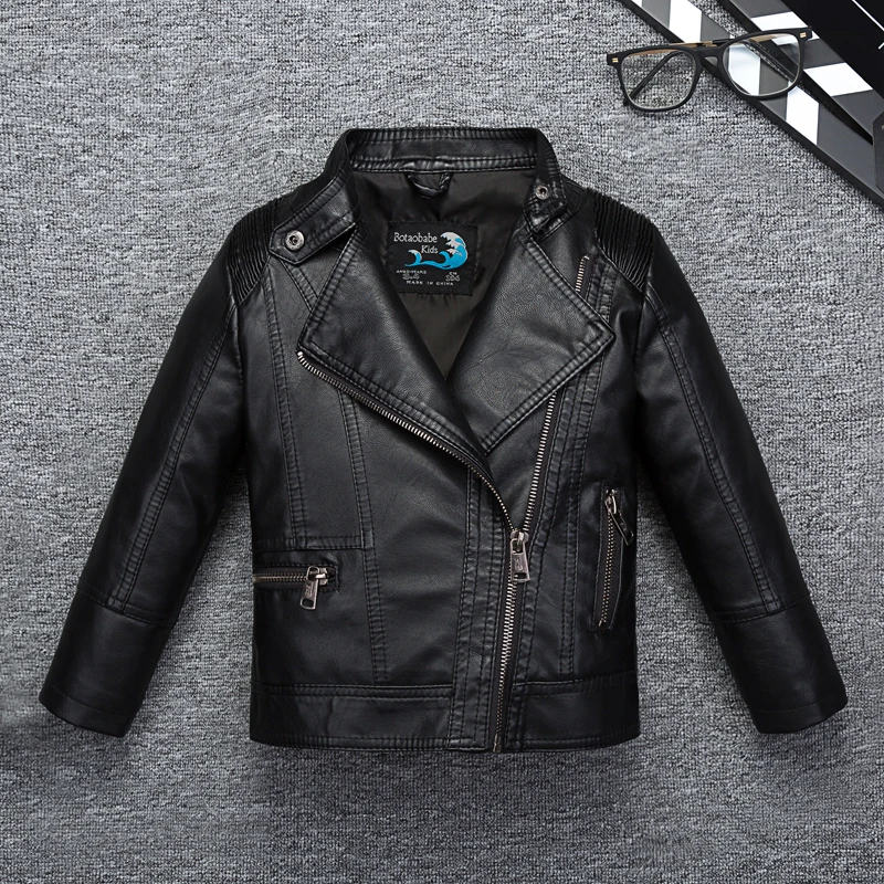 Детская куртка из искусственной кожи новинка 2018 модная весенняя для мальчиков и