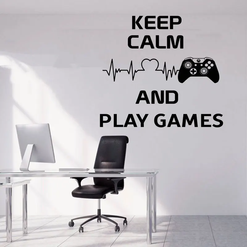 Keep Calm And Play Games Наклейка на стену с цитатами игровой контроллер виниловый домашний