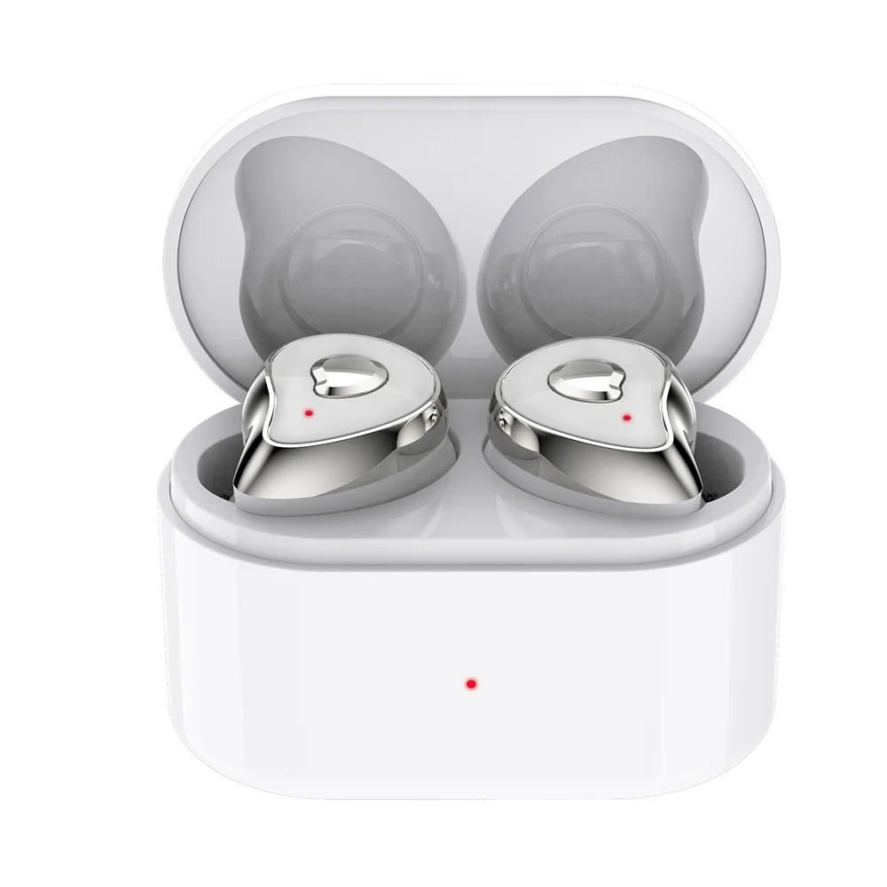 Silver White Bluetooth наушники TWS Half-in-ear беспроводные наушники бинауральные наушники с зарядным устройством спортивные наушники для airpods смартфон - Цвет: Silver White