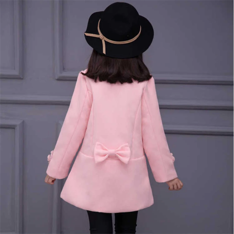 

Winter Girls Woolen Coat New 2021 Korean Version Add Cotton Thickening Keep Warm Mid-Length Large Fur Collar Childrens' Jacket