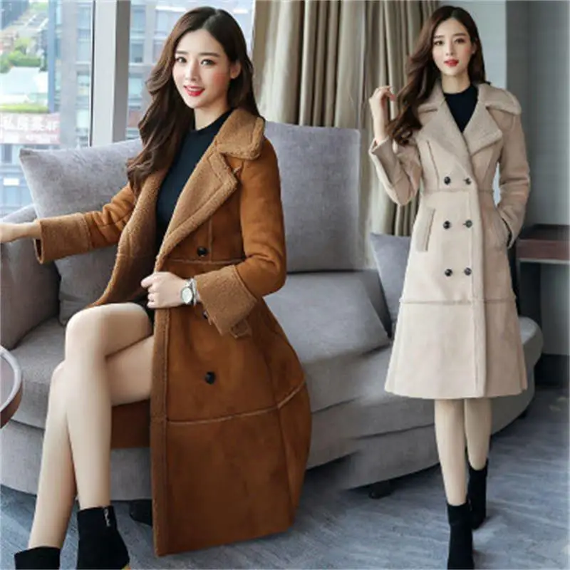 

Fashion women's winter new imitation deerskin coat women's long section large size windbreaker women coat tide Wild fall Loose