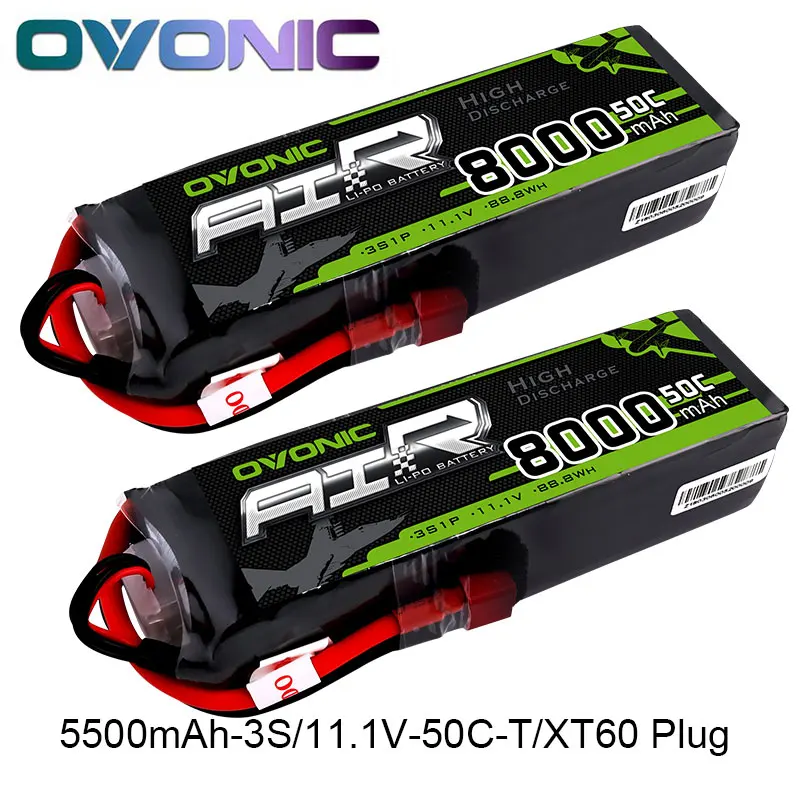 2 Packs Batteries Ovonic 8000mAh 11,1 V Lipo 3S 50C 100C Lipo аккумулятор T XT60 разъем для большой размер RC автомобиль Heli грузовик квадроцикл лодка самолет - Цвет: 2 Packs Batteries