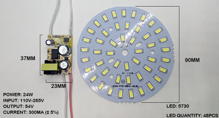 3 Вт 7 Вт 12 Вт 18 Вт 24 Вт 36 Вт 5730 SMD светодиодный светильник Панель для потолка+ AC 100-265 в Светодиодный источник питания