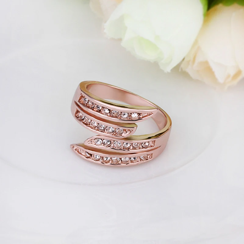 Женское вечерние ЦО с подвеской в виде крыла ангела розовое золото 18 карат|brand rings