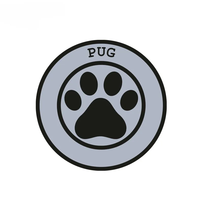 

YJZT 12CM*12CM Creative Funny PUG PAW PRINT Round PVC Decal Car Sticker 6-1979