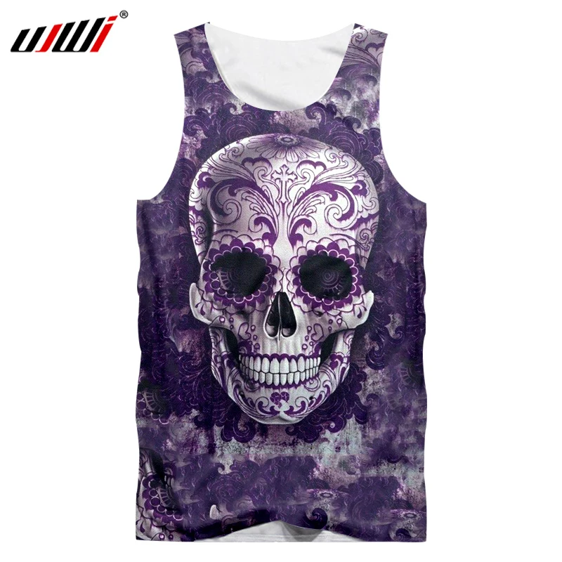 UJWI дропшиппинг майка мужская летняя крутая печать вышивка череп 3d Singlets Мужская