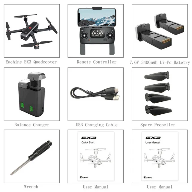 2 battery Eachine EX3 gps 5G Wi-Fi с видом от первого лица 2 K Камера оптического потока OLED RTF переключаемый пульт дистанционного управления с бесщеточным двигателем складной Дрон Квадрокоптер с дистанционным управлением - Цвет: 2 battery