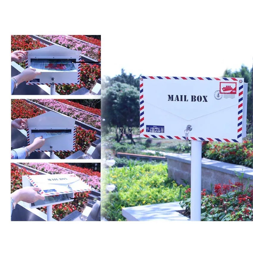 Envelope Design Security Stand Mailbox Postbox Metal Outdoor Letterbox Garden Park Secure Mail box Letter Box 122cm Height 1035c