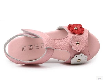 Модные летние детские сандалии из натуральной кожи Нескользящие тонкие туфли