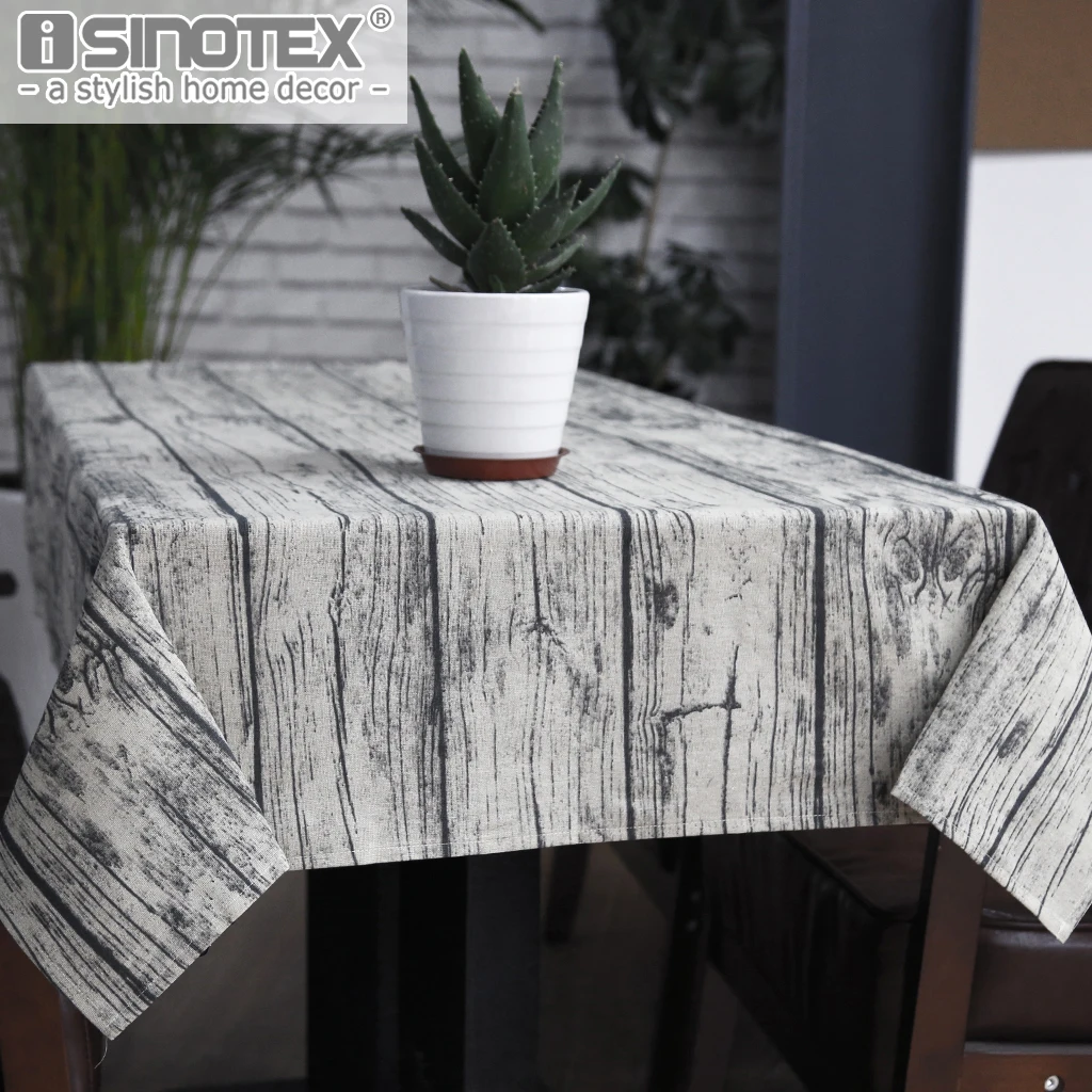 Скатерть из хлопковой и льняной ткани в стиле ретро с натуральным деревянным