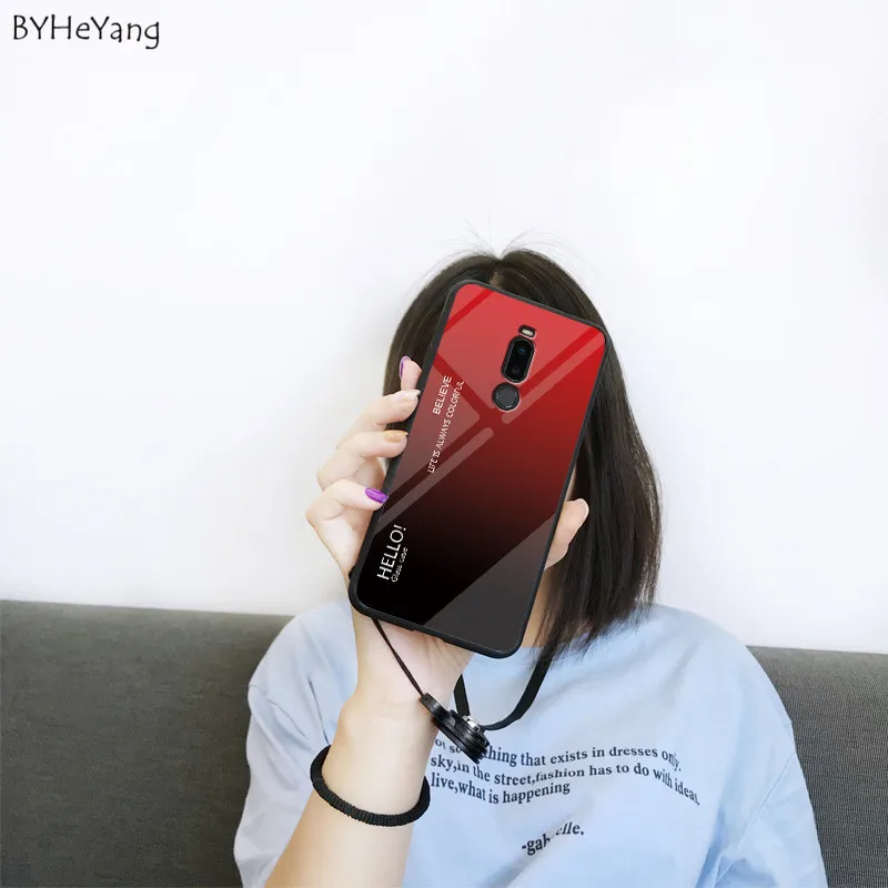Для Meizu X8 чехол Роскошный Твердый закаленное стекло модный градиентный защитный