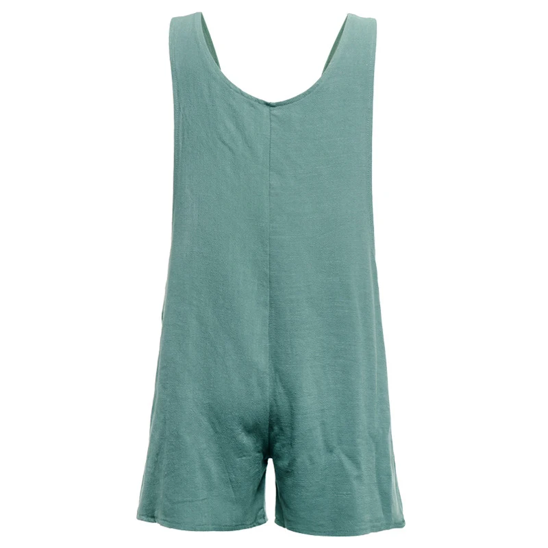 2019 Женский Повседневный комбинезон на пуговицах с карманами хлопковый льняной