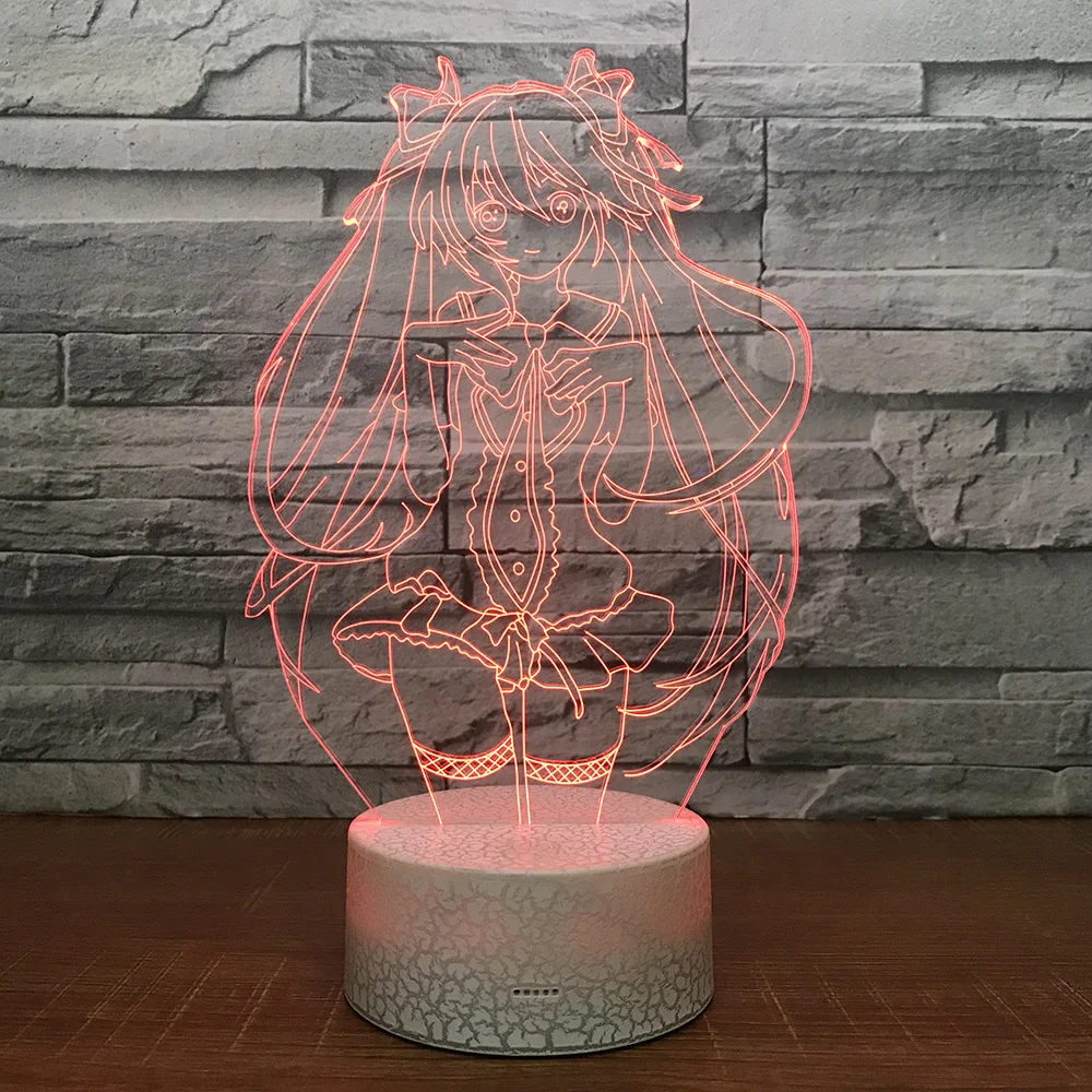 3D мультфильм хацумэ Мику LED RGB Ночник светильник 7 цветов Изменение Настольный