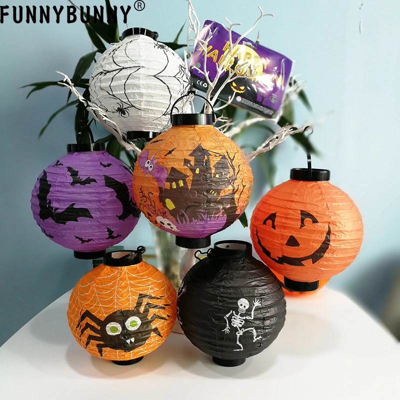 FUNNYBUNNY тыквенный фонарь LED Тыква паук летучая мышь Скелет свет Хэллоуин Крытый