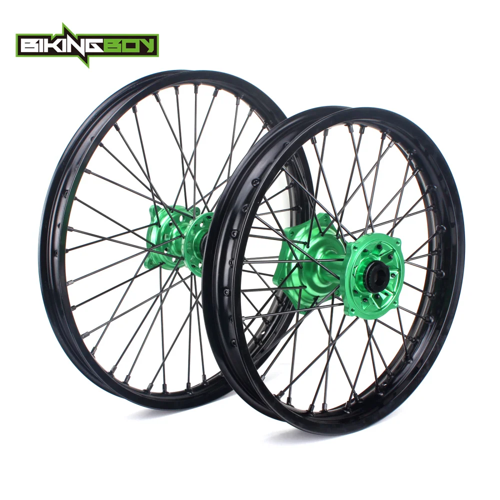 BIKINGBOY 21 &quot19&quot MX переднее заднее колесо черный обод зеленый концентратор 36 спиц