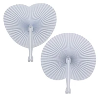 12pcs summer paper fans wedding decoration folding round handheld fan heart for party guest birthday decor