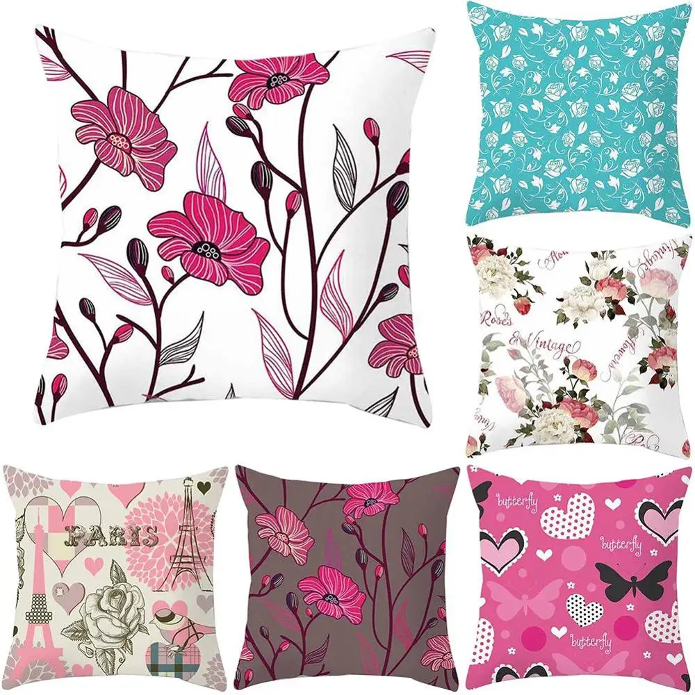 

Colorful Rose Flower Pillow Case Cushion Cover Home Sofa Car Cafe Square Decor Comfortable Hot