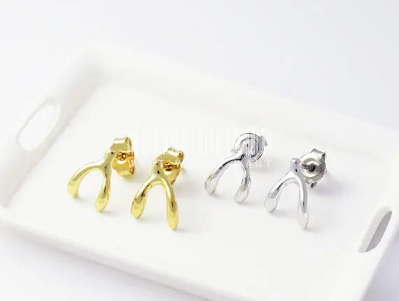 Серьги-гвоздики lucky Cute Wishbone серьги-гвоздики Lucky bone крошечные Wish Bone для женщин
