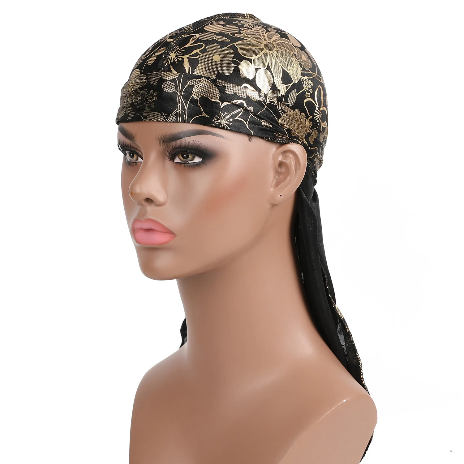 Helisopus Новый тюрбан для мужчин банданы повязка с цветами длинный хвост пиратская