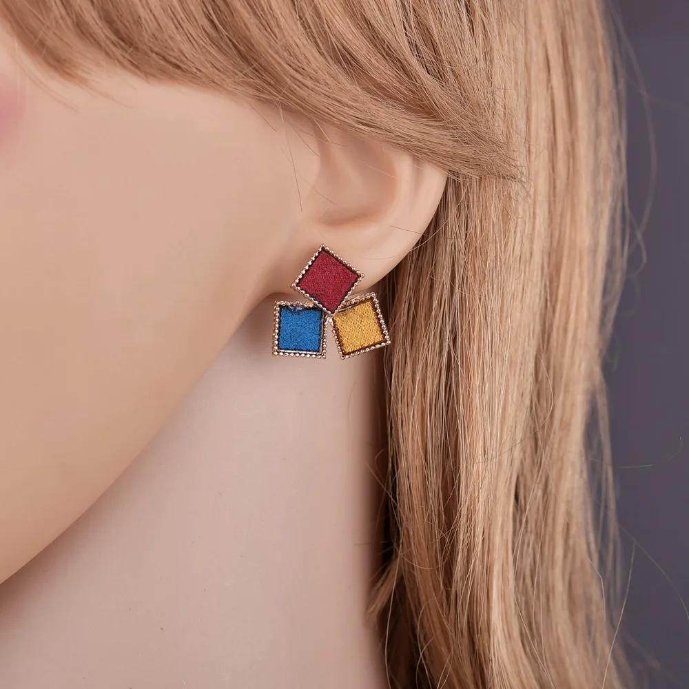 MissCyCy 2018 New Round Geometry Earrings for Women Colorful Rhinestone Stud Korean Fashion Jewelry | Украшения и аксессуары