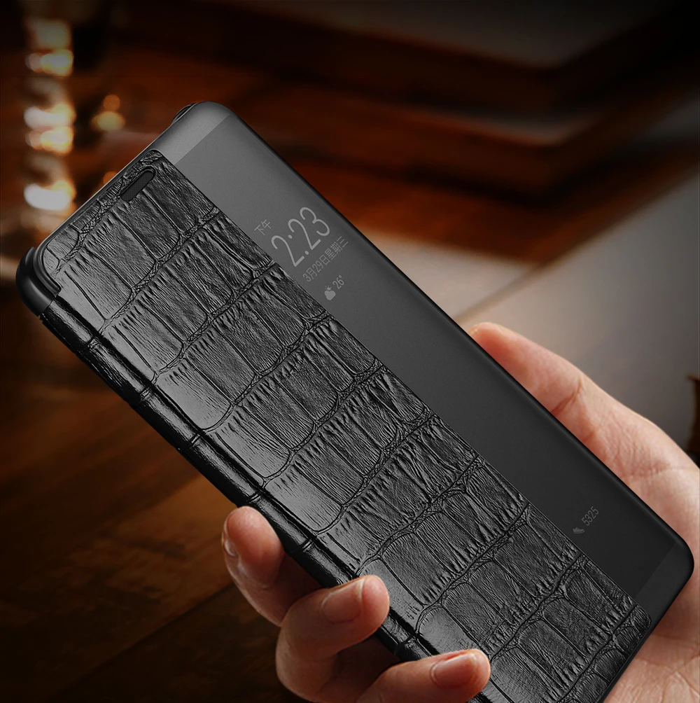 Для P20 Smart Case Роскошные 3D крокодиловой кожи текстуры Вид из окна Подлинная Флип чехол для Huawei mate 10 PRO коврики 20 Lite P20 PRO